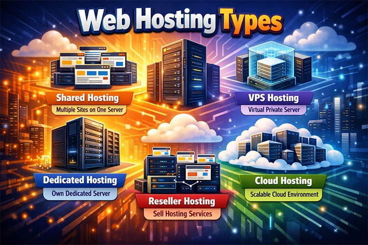 أنواع استضافة المواقع أنواع استضافة المواقع والفرق بينها